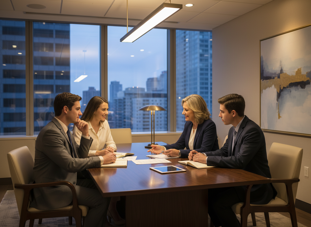 Trusted advisor providing guidance to a family during estate settlement